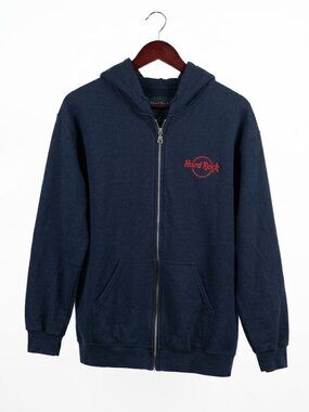 Hard Rock Cafe U.S. Marines Full Zip Hoodie Navy Blue Medium